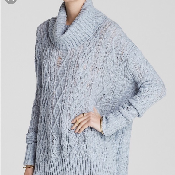Free People Sweaters - Free people light blue destroyed turtleneck